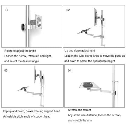 Sit Stand Monitor Desk Mount, Full-Motion Articulating Arm, Height Adjustable, with Keyboard Tray, Adjustable Workstation Arm, Load Capacity 10KG, Fits 17-27" Screens