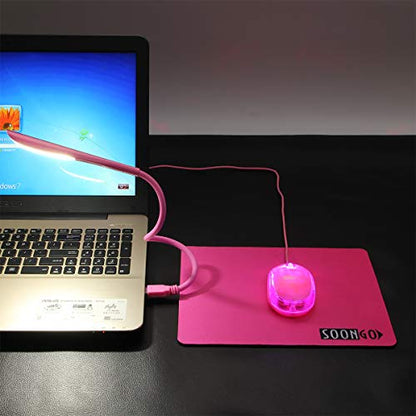 SOON GO Pink Mouse and Pad USB LED Light 3 in 1 Gift Comb Kids Mouse for Laptop Home Office Travel - color: Light pink
