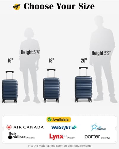 Lekesky 16 Inch Underseat Carry On Luggage Airline Approved, A-Blue | Durable ABS, Small Underseat Carry-on Luggage with TSA Lock Spinner Wheels, Personal Item Luggage Removable Wheels for Travel - color: A-Blue, size: 16 Inch