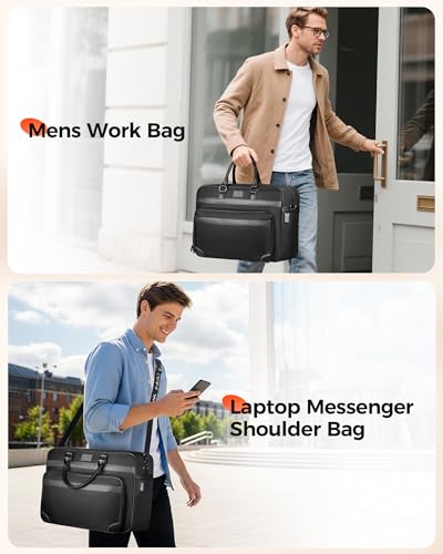 MATEIN Laptop Bag with Insulated Lunch Compartment, 16 Inch Mens Briefcase | Fits 16" Laptop, Water Resistant, Anti Theft, Business Messenger Shoulder Bag, Computer Carrying Case for Work Office