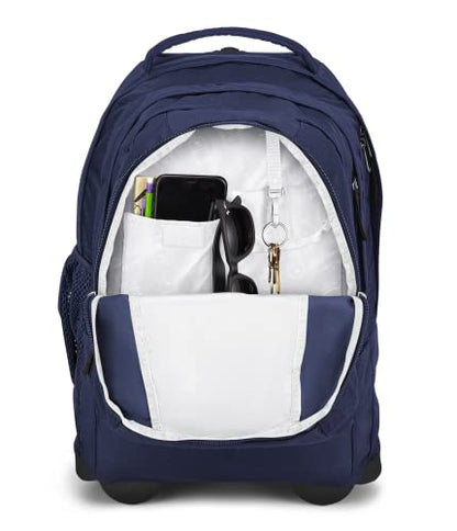 JanSport Driver 8 Rolling Backpack - Wheeled Travel Bag with 15-Inch Laptop Sleeve, One Size, Navy - color: Navy