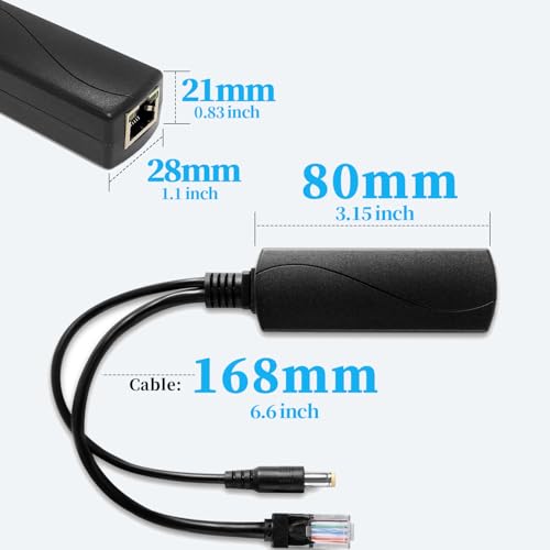 2.5G Ethernet PoE Splitter 12V/2A with DC Female Connector, DC 5.5 * 2.1mm Plug, 48V PoE to DC 12V/2A 24W Output, Compliant with IEEE 802.3af/at for DIY & Various Scenarios (PS5712TG-B) - style: (PS5712TG-B) 12V/2A with Female Connector