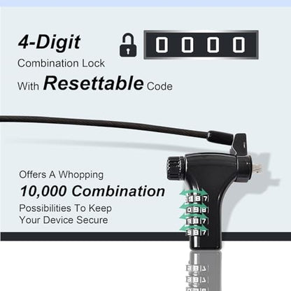 Universal Laptop Combination Lock, 2M/6.6FT Laptop Locking Cable, 4-Digit Resettable Password Anti-Theft Heavy Duty Computer Lock, Security Locks for Laptops, Notebooks Weatherproof - color: password-1 pack-black