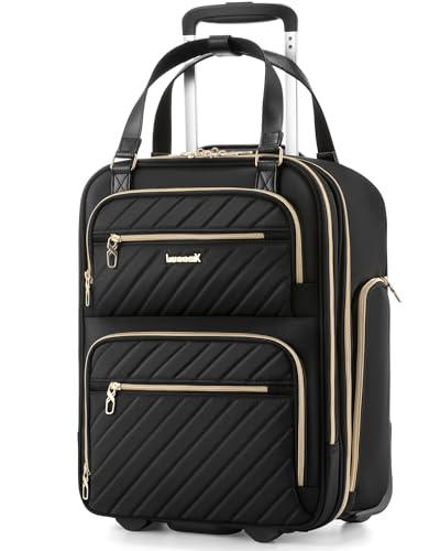 LUGGEX Underseat Carry On Luggage with Wheels, UDK2 Lightweight Under Seat Luggage, Soft Sided Personal Item Suitcase for Short Trip (UX-Core, Black, 17 Inch) - color: Black, size: Underseat 17 inch