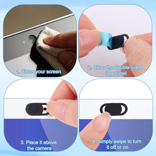 100pcs Laptop Camera Covers, Black Ultra-Thin Front Webcam Privacy Phone Camera Cover Slide Webcam Protects Your Privacy & Security for Laptop Desktop Cell Phone Tablet Accessories
