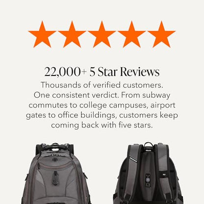 SWISSGEAR 1900 ScanSmart Laptop Backpack, Fits Most 17-Inch Laptops, TSA-Friendly Lay-Flat Design, RFID Protection, and Tablet Pocket, Black, 31L, 18.5-Inch - color: Sting Grey Ballistic