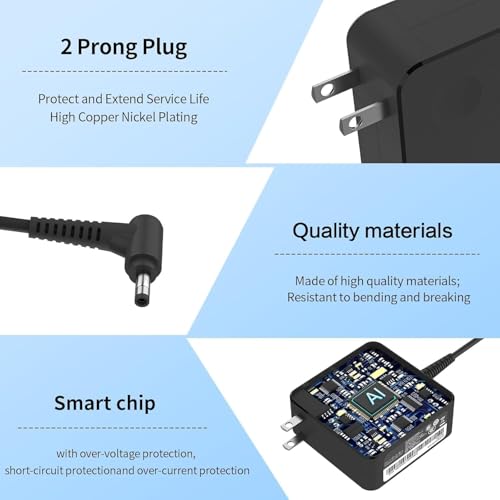 45W 20V 2.25A AC Adapter Charger Fit for Lenovo ADL45WCC PA-1450-55LL ADP-45DW B GX20L23044 Model Ideapad Series Laptop Power Supply Cord