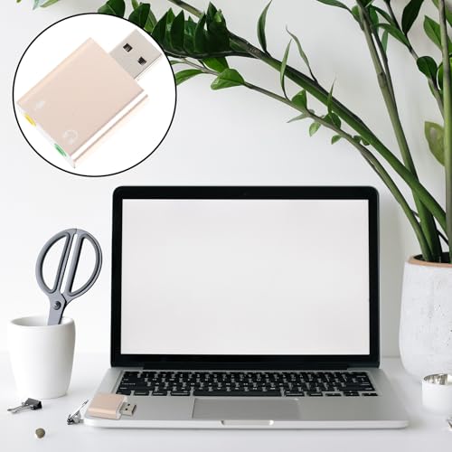 USB External Sound Card Adapter with Headphone Microphone Jack Plug and Play USB to Audio Converter for Laptop Desktop Multi-Channel Stereo Sound Card for Audio and Random Color