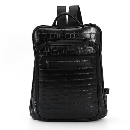 Leather Laptop Backpack, Women and Men Backpack Travel Business Work College Water Resistant Anti Theft Daypack Large fits for 15.6 inch Notebook Computer bag, Black… - color: 2302-black