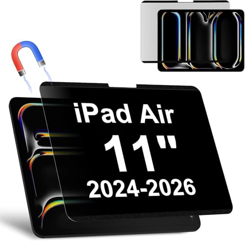 Magnetic Privacy Screen Protector Compatible with iPad Air 11 Inch (2024-2026, M2/M3/M4), Removable Anti Blue Light Glare Spy Filter, High Sensitive Bubble-Free Black Security Private Shield - size: 11 inch iPad Air 24