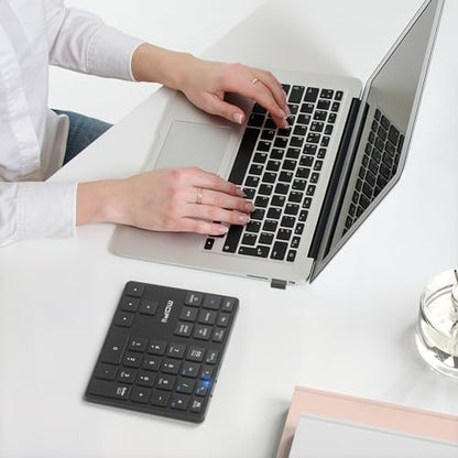 MOFII Number Pad for Laptop - Bluetooth Black Wireless Numeric Keypad 35 Keys USB-C Rechargeable Numpad, Accounting Portable Financial Data 10 Key for Laptop/PC/Desktop/Notebook/Surface Pro - color: Dark black
