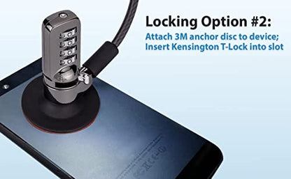 ChargeTech Anti-Theft Combination Cable Lock for Securing Laptops, Computers, Tablets and Other Devices
