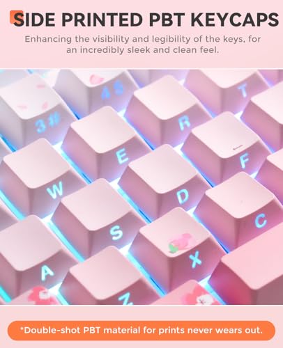 DAREU EK98pro Sakura Pink Wireless Mechanical Keyboard,Tri-Mode BT/2.4GHz/USB-C Creamy Gaming Keyboard with Number Pad,Gasket Structure,Hot Swappable Custom,RGB Backlit for Win/Mac - color: Sakura Pink-C