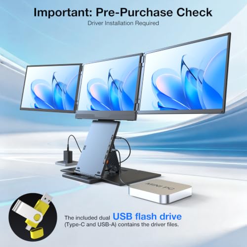 Quad Laptop Screen Extender, 15.3" 1200P FHD Quad Monitor, 16:10 Aspect Ratio, 1 Cable for 3 Screens, Driver Required, Compatible with Windows & All Mac (M1-M5 Included) - size: 15.3"