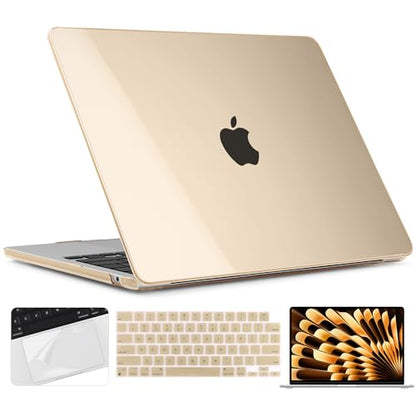 TWOLSKOO Compatible with MacBook Air 13 inch Case M5 2026 M4 M3 M2 2025-2022 A3449 A3240 A3113 A2681, Plastic Hard Shell & Keyboard Cover & Screen Film for MacBook Air 13.6 inch, Crystal Peach Fuzz - color: Crystal Peach Fuzz