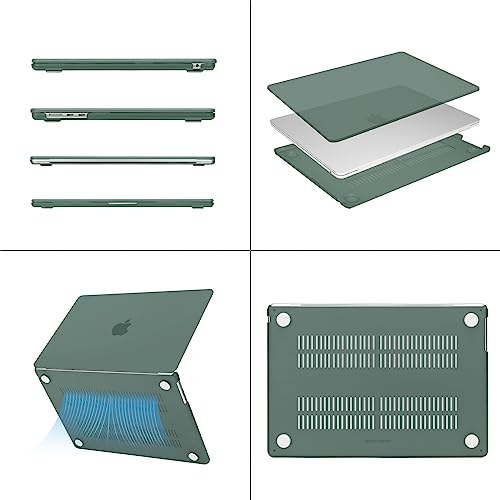 MOSISO Compatible with MacBook Air 13 inch Case M5 2026 M4 2025 M3 M2 2024-2022 A3449 A3240 A3113 A2681,Hard Shell&Sleeve Bag&Keyboard Skin&Webcam Cover&ScreenFilm for MacBook Air 13.6, Emerald Green - color: Emerald Green