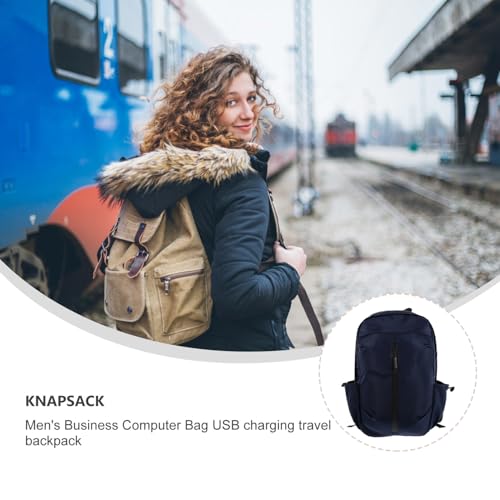 Didiseaon Laptop Backpack with USB Charging Port for Men, Business Travel Computer Bag, Blue Sturdy Outdoor Work Backpack