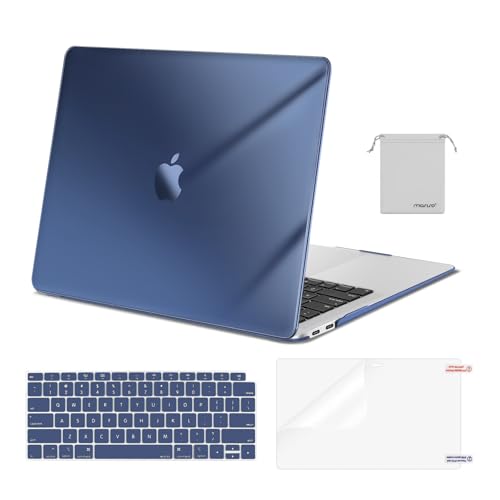 MOSISO Compatible with MacBook Air 13 inch Case M1 2021 2020 2019 2018 | A2337 A2179 A1932, Protective Hard Shell&Keyboard Cover&Screen Film&Pouch for MacBook Air 13.3 inch Case, Crystal Midnight - color: Crystal Midnight