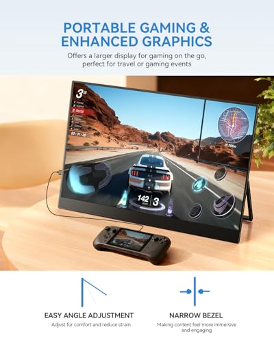 UPERFECT 17.5" Portable Monitor, 1920×1200 FHD 16:10 IPS Display | 125% sRGB, 400 Nits Brightness, USB-C & HDMI, Adjustable Stand, Eye Care Screen Extender for Laptop, MacBook & Gaming - size: 17.5"