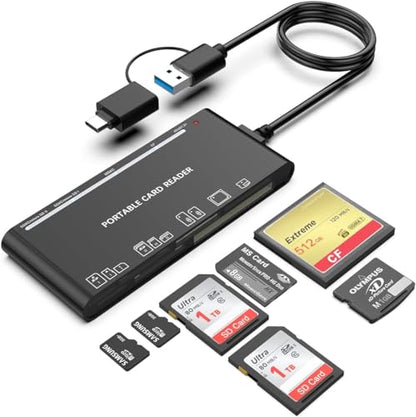 7-in-1 USB-C Memory Card Reader – Multi Card Reader for SD, Micro SD, CF, XD & MS, USB 3.0 Plug and Play for PC & Mac