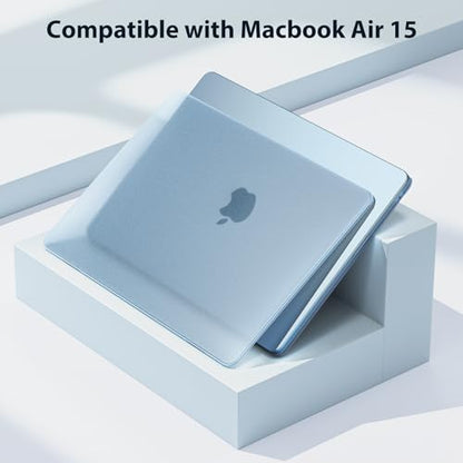 BlueSwan Matte Case for MacBook Air 15 inch M5 M4 M3 M2 Chip 2026-2023 | 100% Color Match, Anti Fingerprint & Scratch, Grippy Finish, Protective Hard Shell, Ultra Thin, Easy Snap-On - color: Sky Blue Clear
