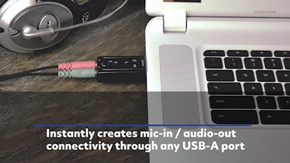 Manhattan USB to Audio Jack Adapter with Volume Controls - External Sound Card Audio Converter with 3.5 mm Audio and Mic Aux Ports – 3 Yr Mfg Warranty –for PC Laptop Desktop Headset Headphone -152341