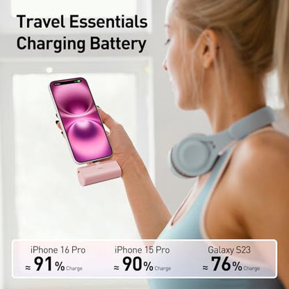iWALK Portable Charger for iPhone 17/16/15 USB-C Small Power Bank 20W 4,500mAh Fast Charging Battery Pack Compatible with iPhone 15/16/17 Plus/17 Pro/17 Pro Max, Samsung Galaxy S25/S24/S23 Android - color: Pink
