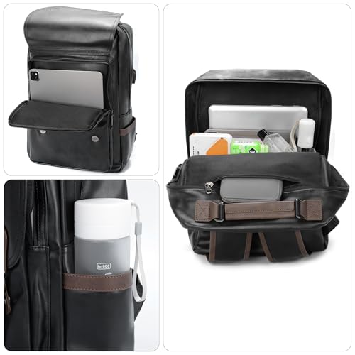 GOWIN Laptop Backpack for Men Work Travel Backpack with USB Charger Waterproof Business Backpack Fit 15.6 Computer Airline Approved Casual Backpack (Black)