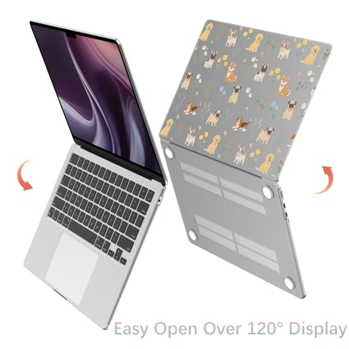 Compatible with MacBook Pro 14 inch Case Cute Dog Flower | M5 M4 M3 M2 M1 2026-2021 A3427 A3426 A3434 A3112 A3185 A3401 A2918 A2992 A2779 A2442 | Protective Hard Shell Matte Cover - color: Dog B, size: MacBook Pro 14 inch