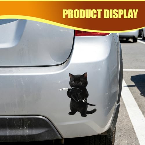 Animal Car Fuel Tank Sticker Decal, Funny Vinyl Automotive Fuel Lid Sticker, Self-Adhesive Water-Resistant Vehicle Exterior Body Decal Decoration for Cars, Trucks, SUVs, Laptops(Cat) - size: Cat