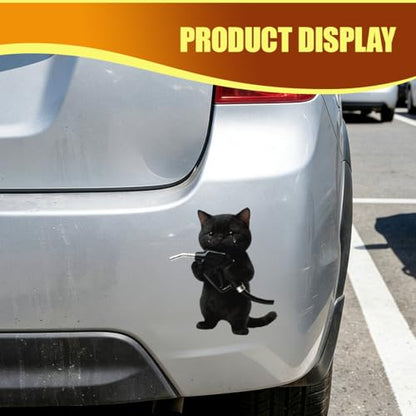 Animal Car Fuel Tank Sticker Decal, Funny Vinyl Automotive Fuel Lid Sticker, Self-Adhesive Water-Resistant Vehicle Exterior Body Decal Decoration for Cars, Trucks, SUVs, Laptops(Cat) - size: Cat