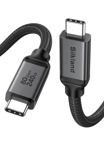 Silkland USB4 for Thunderbolt 5 Cable 3.3FT, 80Gbps, 240W, Dual 8K Display | with 120Gbps Bandwidth, Braided USB C Video Cable Compatible for Thunderbolt 4/5, SSD, MacBook, iPhone17/16 - size: 3.3 Feet