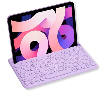 Macally Small Wireless Bluetooth Keyboard for iPad mini/Air/Pro, iPhone, Tablet, and Phone - 78 Key iPad Keyboard with Built-in Stand - Universal Compatible Multi Device - Purple - color: Purple
