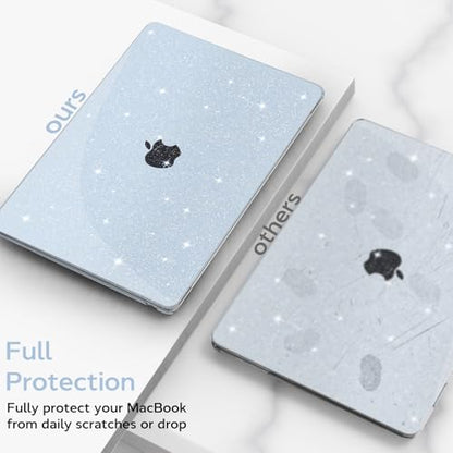 B BELK Glitter Case for MacBook Air 13 inch 2026-2022 M5/M4/M3/M2 Sky Blue | Protective Sparkly Hard Shell with Keyboard Cover & Screen Protector for MacBook Air 13.6 inch Case (A3449 A3240 A3113 A2681) - color: Glitter Sky Blue
