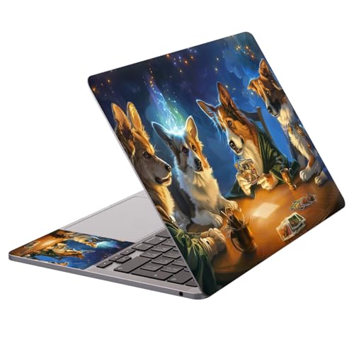 Universal Laptop Protective Skin,Trim-to-Fit Vinyl Sticker for 13–16 Inch Laptop,MacBook,Tablet & Notebook,Scratch-Proof Waterproof Cover,Dogs Playing Card Game - color: Dogs Playing Card Game