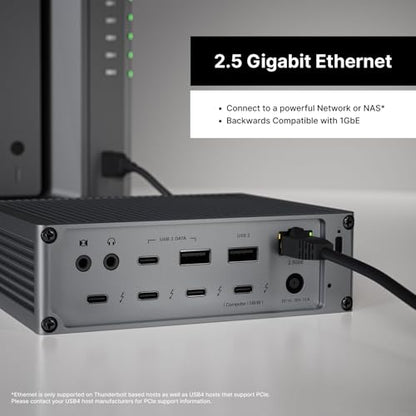 CalDigit TS5 Thunderbolt 5 Dock - 15 Port, 140W Charging, 80Gb/s TBT 5 x 4, USB-C 10Gb x 3, USB-A x2, 2.5Gb Ethernet, Dual 8K@60Hz Displays, SD & microSD UHS-II, 1m Braided Cable, Space Gray 240W PSU | Includes Thunderbolt 5 cable, rubber feet and 240W po