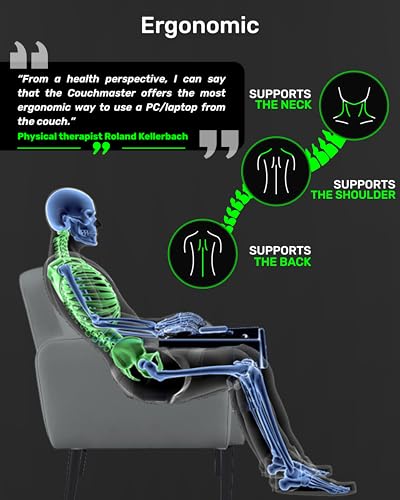 Couchmaster Lapboard³ with HORIZONLIGHT RGB Bar, Ultimate Ergonomic USB-Hub Gaming Lap Board for Couch and Bed, Large, Stable and Compatible with All Keyboards and Mice, Laptops, PCs, PS4/5, Xbox - color: Black Lapboard³