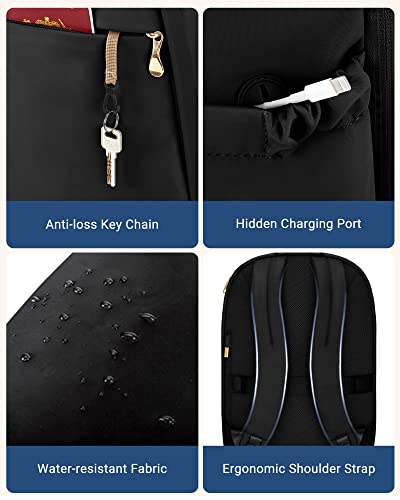 Travel Laptop Backpack for 17.3" laptop, Anti Theft Backpack with USB Charging Hole, Water Resistant College Bookbag, Large Capacity Computer Backpacks for Work, Black | Laptop Backpack, USB Charging Hole, Water Resistant, Large Capacity, College Bookbag