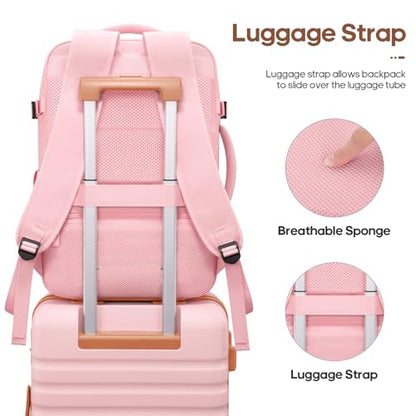 UKEIN Luggage Sets 3 Piece, PC Hardside Carry On Luggage 24 Inch With Spinner Wheels with TSA Lock, Large Suitcase Set With Travel Backpack (Pink, 3 piece set (24inch)) - color: Pink, size: 3 piece set (24inch)