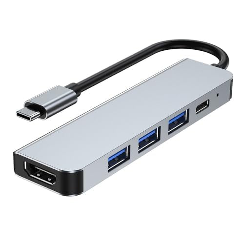 USB C Hub HDMI Adapter for MacBook Pro/Air, 5 in 1 USB Type-c Multiport Digital AV Adapter with 4K HDMI, 3 USB 3.0 & USB-C PD Fast Charger Port, for MacBook Pro/Air, Dell XPS, Lenovo Thinkpad