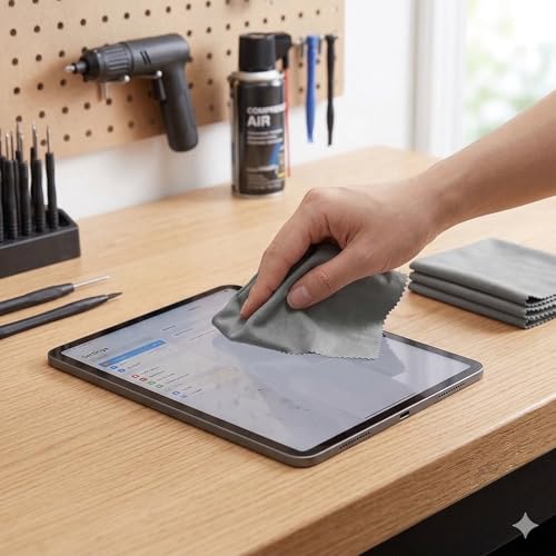 JUNRO 3-Pack 16x16 Inch Extra Large Lint-Free Microfiber Cleaning Cloths for Laptop, LCD TV, Computer Screen, Monitor, Tablet, Camera Lens, Glass, Telescope, iPhone, iPad, Other Delicate Surfaces