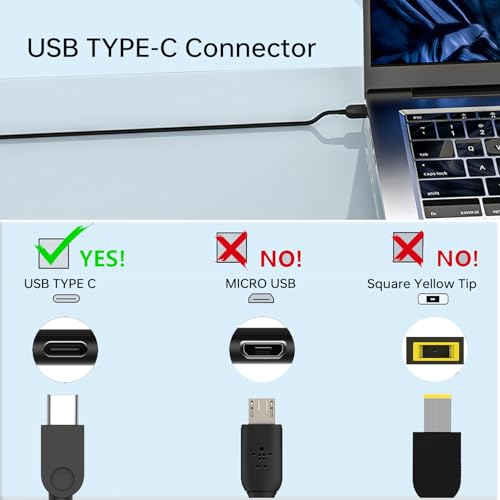 100W 20V 5A Type C Laptop Charger for Lenovo Yoga Slim 7 Pro, IdeaPad 5 Pro16 ThinkPad 15 16 X280, Compatible P/N: ADL100YLC3A 5A11J62105 SA11D52396 Power Supply Adapter