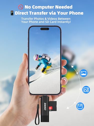 SD Card Reader, Dual Slots USB 3.0 USB C to Micro SD Card Adapter | Aluminum Memory Card Reader for SD/microSD/SDXC/SDHC. Compatible with iPhone 17/16/15, MacBook Pro/Air, iPad & Android - color: Classic Black