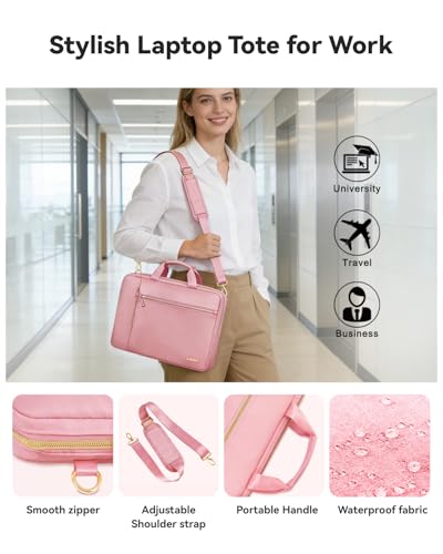 Laptop Case Bag Women Men Computer Sleeve Compatible with MacBook/Dell/HP/Acer/ASUS/LG, Waterproof Shoulder Carrying Briefcase, Pink, 17-17.3 Inch | Compatible with HP OmniBook Envy Omen Pavilion/Dell Inspiron Precision/LG Gram/Yoga ThinkPad, Carrying Bag