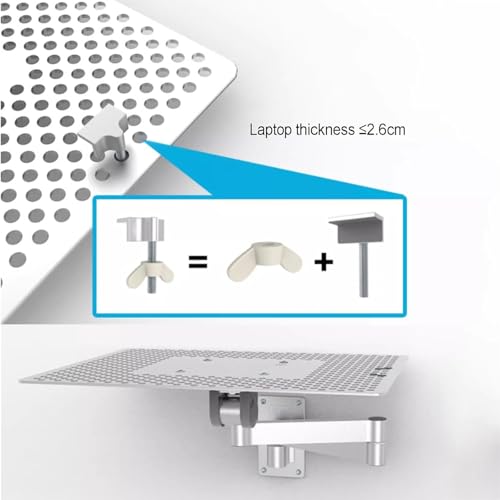 Portable Laptop Riser,Adjustable Laptop Holder w/Mouse Tray,Full Motion Articulating Notebook Tray,Rotation and Vented Cooling,Weight Capacity 8KG