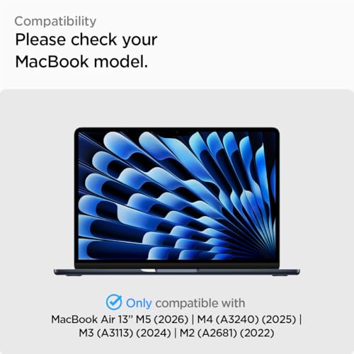 Spigen for MacBook Air 13 inch Case M5 (2026), MacBook Air 13 inch M4/M3/M2 (2025-2022), Thin Fit Transparent Protective Hard Shell Case Cover, 13.6 inch, A3449 A3240 A3113 A2681, Crystal Clear | Transparent Hard Case with Scratch Resistant Protection for