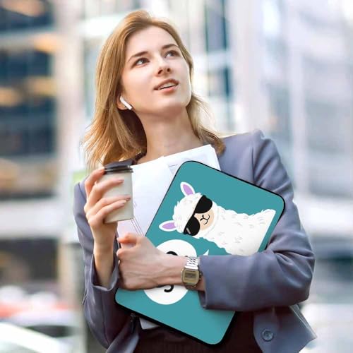 Laptop Sleeve Bag 15.4 15.6 Inch,Funny Llama Cute Alpaca with Black Glasses Sup Green Protective Polyester Computer Cases Laptop Cover Briefcase Bag Tablet Travel Cover - color: LPS-005