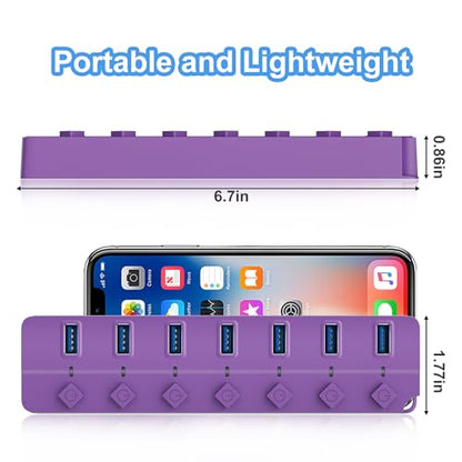 USB Hub 7 Port, USB Splitter with Individual On/Off Switches and Lights | USB 3.0 Hub with 3.3ft Cable, Extender for A Port Laptop, PC, Desktop-Purple - color: Purple