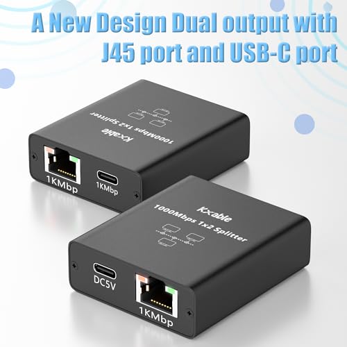 USB-C to 2x RJ45 Ethernet Splitter, Gigabit LAN Adapter, 1Gbps, for MacBook to Ethernet - style: Ethernet Splitter (RJ45+USB-C)