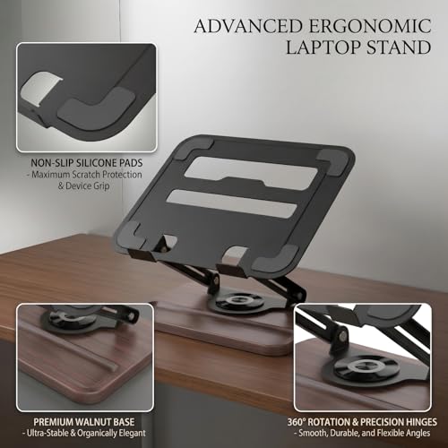 Laptop Stand for Desk,Adjustable Computer Stand with 360° Rotating Base,Foldable & Portable Laptop Stand,Ergonomic Laptop Riser for Collaborative Work,Fits up to 15.6" Notebooks/Laptops